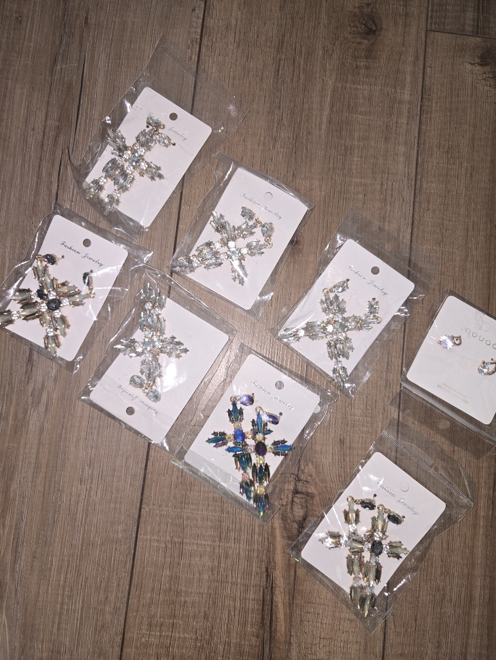 Wholesale Cross Statement Earrings Lot Rhinestone Crystal Gold Tone Boutique Res